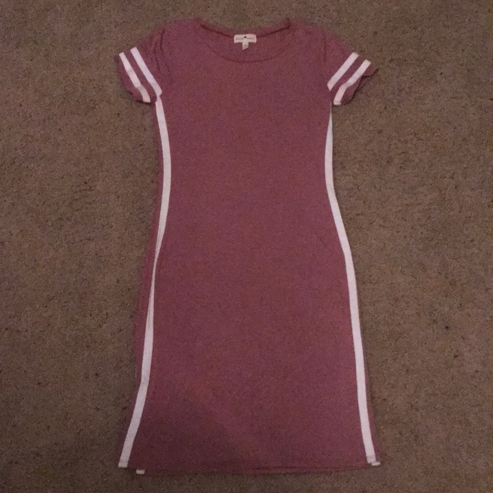 Pink Derek Heart dress with white stripes